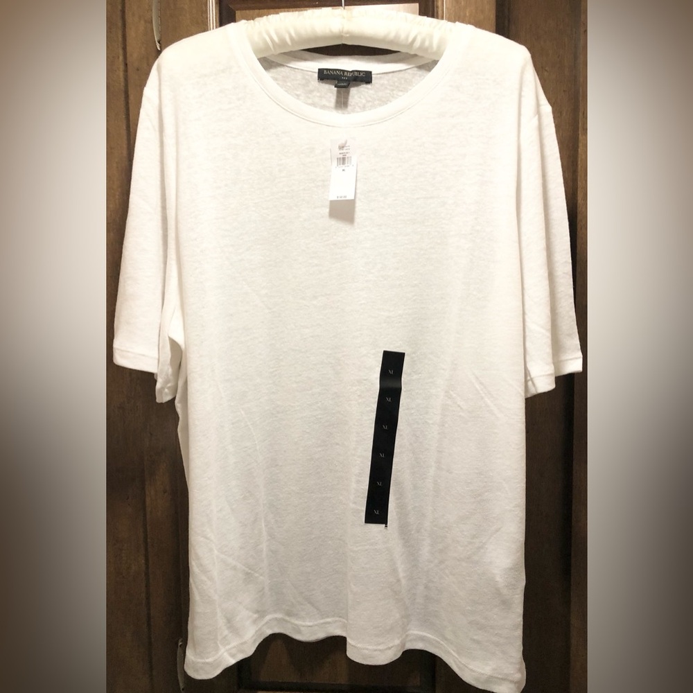 NWT Banana Republic Linen Blend White T-Shirt XL